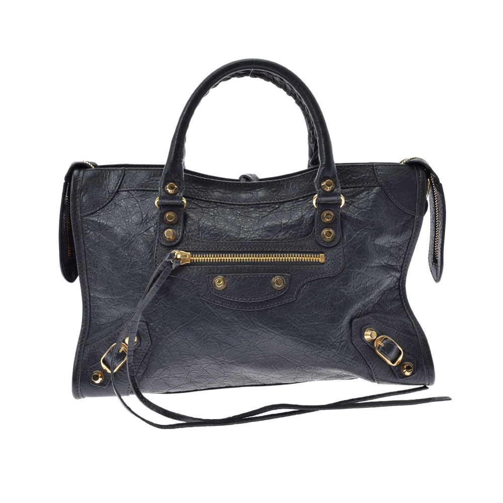 BALENCIAGA Graffiti City Black Leather Handbag